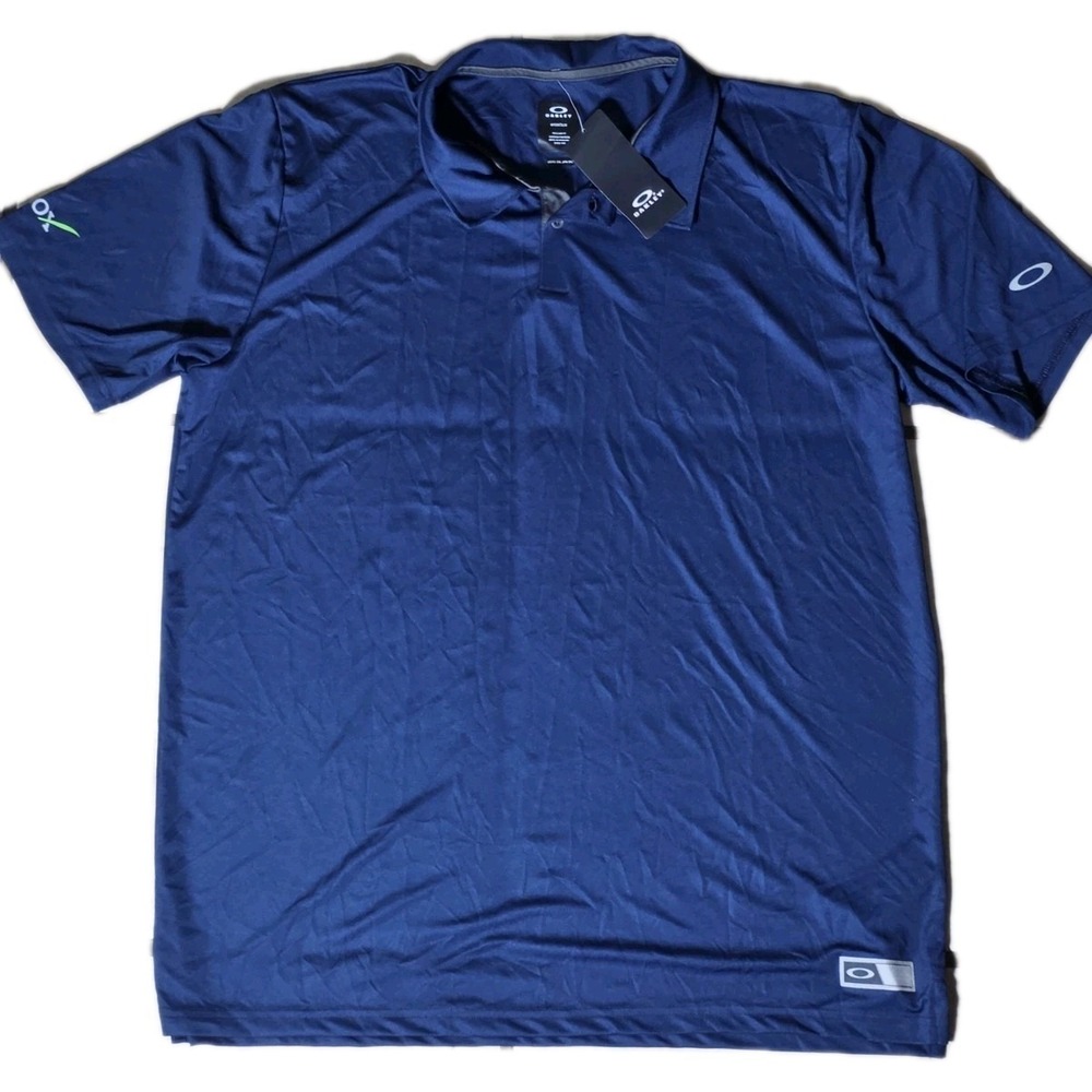 Oakley Hydrolix Crystal Blue Button Down Short Sleeve Polo Shirt Men's 2XL